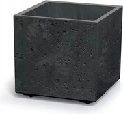 Prosperplast Sierra Square Beton Effect Plantenbak op wielen - Zwart Beton - 38,5x38,5 cm