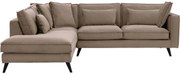 Goossens Bank Suite bruin, stof, 2,5-zits, elegant chic met ligelement links