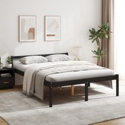 vidaXL Bedframe massief grenenhout zwart 150x200 cm 5FT king