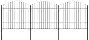 vidaXL Tuinhek met speren bovenkant (1,5-1,75)x5,1 m staal zwart