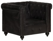 vidaXL Fauteuil Chesterfield-stijl echt leer zwart