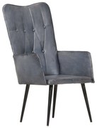 vidaXL Fauteuil echt leer grijs