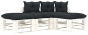 vidaXL 4-delige Loungeset met antracietkleurige kussens pallet hout