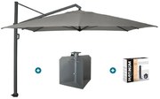Platinum Icon T1 Zweefparasol - 4x3m. - Manhattan Grey met ingraafvoet en hoes