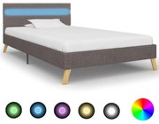 vidaXL Bedframe met LED stof lichtgrijs 90x200 cm