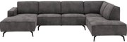 Goossens Hoekbank Hercules donkergrijs, microvezel, 2-zits, modern design met ligelement rechts