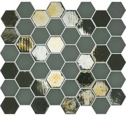 The Mosaic Factory Valencia hexagon glasmozaïek tegels 28x33 khaki