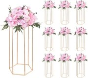 VEVOR Bruidsbloemenstandaard 290x250x600 mm, 10 stuks. Bloemenstandaards met acryl plank en zeshoekige poten, plantenstandaards voor bruiloften, feesten, verjaardagen, thuis, tafeldecoratiestandaard, roségoud
