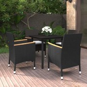 vidaXL 5-delige Tuinset met kussens poly rattan en glas