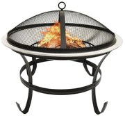 vidaXL Vuurplaats en barbecue 2-in-1 met pook 56x56x49 cm rvs