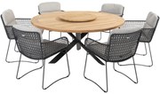 Aprilla Prado dining tuinset 160 cm rond 7 delig Antraciet 4 Seasons Outdoor