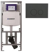 Geberit Inbouwreservoir - UP320 - QeramiQ push bedieningsplaat - dualflush - ronde knoppen - kunststof mat antraciet SW1102376 0701131