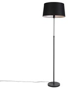 Vloerlamp zwart met zwarte linnen kap 45cm verstelbaar - Parte