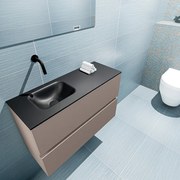 Mondiaz Ada 80cm toiletmeubel smoke met wastafel urban links zonder kraangat