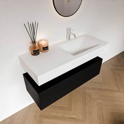 Zaro Alan badmeubel 110cm urban 1 lade met vrijhangende wastafel cloud rechts 1 kraangat talc