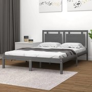 vidaXL Bedframe massief hout grijs 140x190 cm