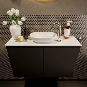 Mondiaz Fowy toiletmeubel 80cm urban met witte waskom midden en kraangat