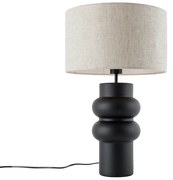 Design tafellamp zwart 17 cm stoffen kap lichtgrijs 35 cm - Alisia
