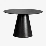 Aura Ronde Houten Eettafel Zwart Essenfineer & Ø120 Cm & Zwart Essenfineer - Sklum