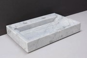 Forzalaqua Bellezza wastafel 80x50cm met 2 kraangaten carrara gepolijst