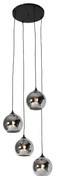 Smart hanglamp zwart met smoke glas incl. 4 Wifi A60 - Wallace