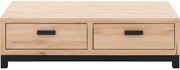 Goossens Salontafel Sans rechthoekig, hout eiken blank, urban industrieel, 135 x 38 x 65 cm