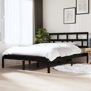 vidaXL Bedframe massief hout zwart 120x190 cm 4FT Small Double