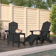 vidaXL Tuinstoelen Adirondack met voetenbank tafel HDPE antracietkleur