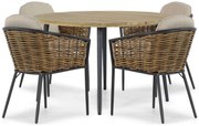 Tuinset Ronde Tuintafel 4 personen 130 cm Aluminium/wicker Grijs Lifestyle Garden Furniture Nice/Montana