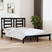 vidaXL Bedframe massief grenenhout zwart 150x200 cm 5FT King Size