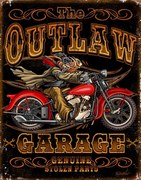 Metalen bord Outlaw Garage Bikes