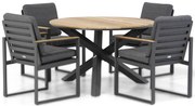 Tuinset Ronde Tuintafel 4 personen 120 cm Aluminium Grijs Santika Furniture Soray