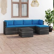 vidaXL 6-delige Loungeset met kussens pallet massief grenenhout