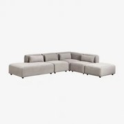 4-delige Modulaire Hoekbank Met Linker Divan En Poef Fogler Corduroy Grijs – Taupe – Koel - Sklum