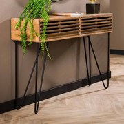 Mangohouten Sidetable Met Lades - 120 X 30cm.