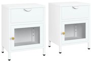 vidaXL Nachtkastjes 2 st 40x30x54,5 cm staal en glas white