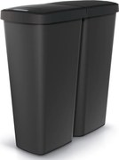 Prosperplast Keden Compacta Q Duo Vuilnisbak - Zwart Gerecycled - 50 Liter - Dubbel deksel