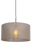 Stoffen Eettafel / Eetkamer Landelijke hanglamp zwart met taupe kap 50 cm - Combi 1 Modern E27 rond Binnenverlichting Lamp