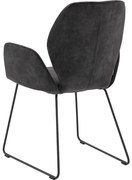 Goossens Eetkamerstoel Hera antraciet velvet stof met armleuning, modern design