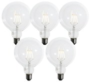 Set van 5 E27 3-staps dimbaar LED spiraal filament G125 4W 450 lm 2700K