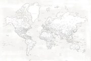 Kaart Almost white detailed world map, Blursbyai