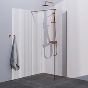 Brauer Copper Season inloopdouche helder glas 70x200 met muurprofiel koper geborsteld