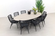 Jasmine Black/GI Edison 8-persoons dining tuinset 280x140 cm.