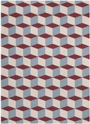 Handgeweven laagpolig wollen vloerkleed Mulberry Sky