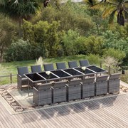 vidaXL 13-delige Tuinset met kussens poly rattan grijs