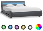 vidaXL Bedframe met LED kunstleer grijs 140x200 cm