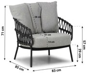 Loungestoel Aluminium/wicker Grijs-antraciet 4 Seasons Calpi