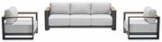 Garden Impressions Malakka loungeset 3 - delig carbon black/valley sand/light teaklook