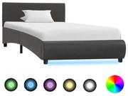 vidaXL Bedframe met LED kunstleer grijs 90x200 cm