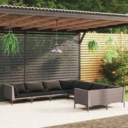 vidaXL 8-delige Loungeset met kussens poly rattan donkergrijs